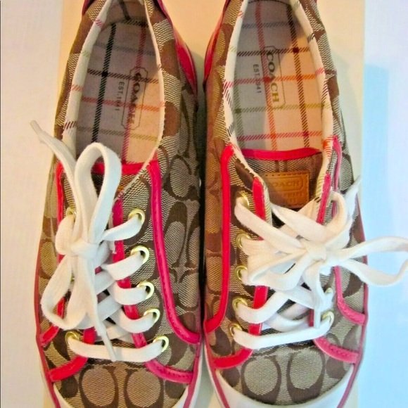 Coach Barrett Sneakers Size 8.5 Shoes Brown & Pink - Image 3