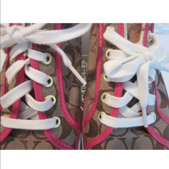 Coach Barrett Sneakers Size 8.5 Shoes Brown & Pink - Image 4