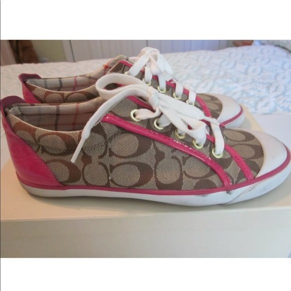 Coach Barrett Sneakers Size 8.5 Shoes Brown & Pink