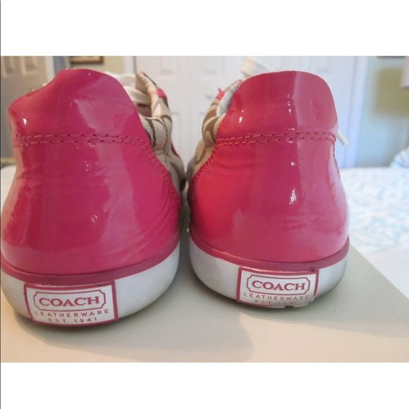 Coach Barrett Sneakers Size 8.5 Shoes Brown & Pink - Image 5