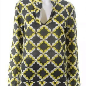 Tory Burch L Sleeve Top Grey Yellow Sequin Size 6