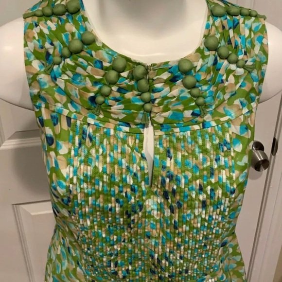 Tory Burch Green Polka Ruffle Sleeveless , Size 0