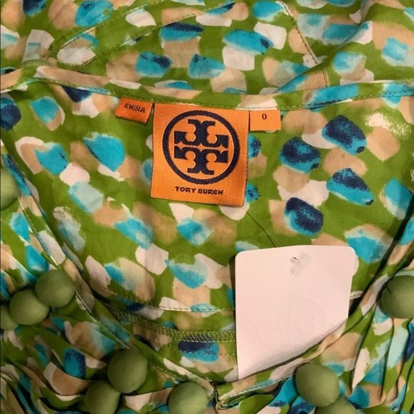 Tory Burch Green Polka Ruffle Sleeveless , Size 0 - Image 4