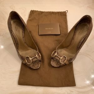 Gucci Leather Bronze Peep toe Heels Size 6 1/2