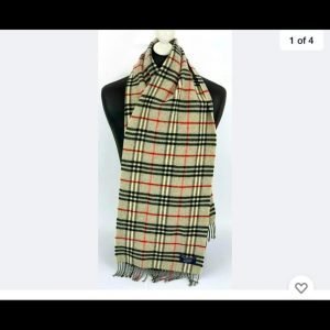 BURBERRY VINTAGE SCARF 100% LAMBSWOOL GRAY AUTH