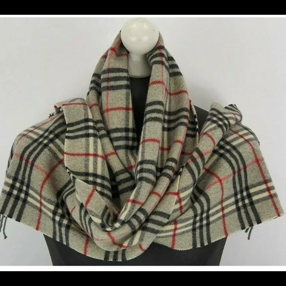BURBERRY VINTAGE SCARF 100% LAMBSWOOL GRAY AUTH - Image 4