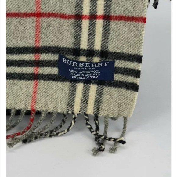 BURBERRY VINTAGE SCARF 100% LAMBSWOOL GRAY AUTH - Image 3