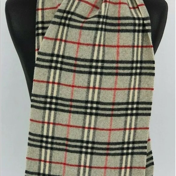 BURBERRY VINTAGE SCARF 100% LAMBSWOOL GRAY AUTH - Image 2