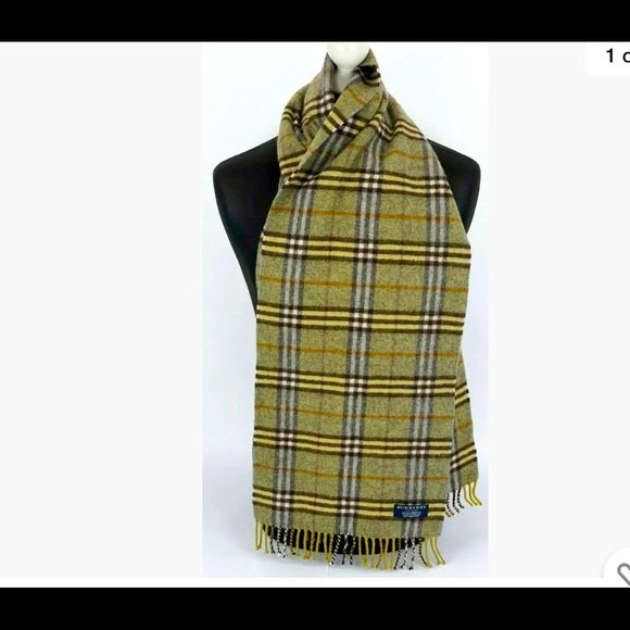 Burberry Vintage Check Green 100% Lambs wool scarf