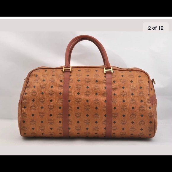 Authentic MCM Visetos Leather Vintage Boston Bag - Image 9