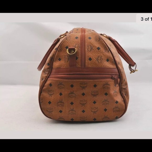 Authentic MCM Visetos Leather Vintage Boston Bag - Image 10