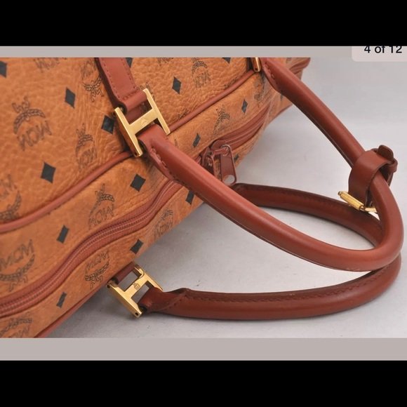 Authentic MCM Visetos Leather Vintage Boston Bag - Image 8
