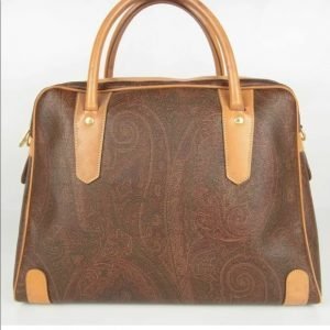 VINTAGE ETRO Logo Boston Handbag Paisleys Made In Italy