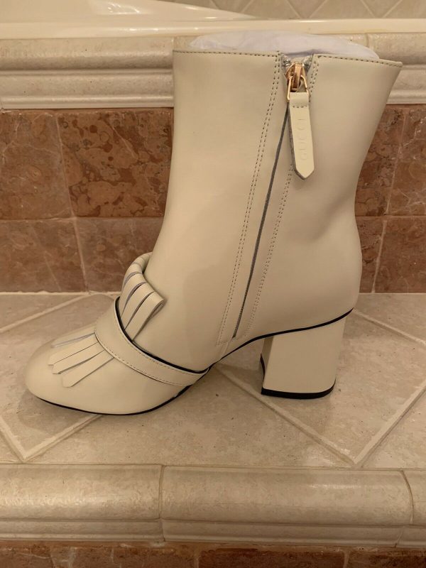Gucci Women's Marmont Fringe Platform Ankle Boot Size 39 Beige Leather - Image 7