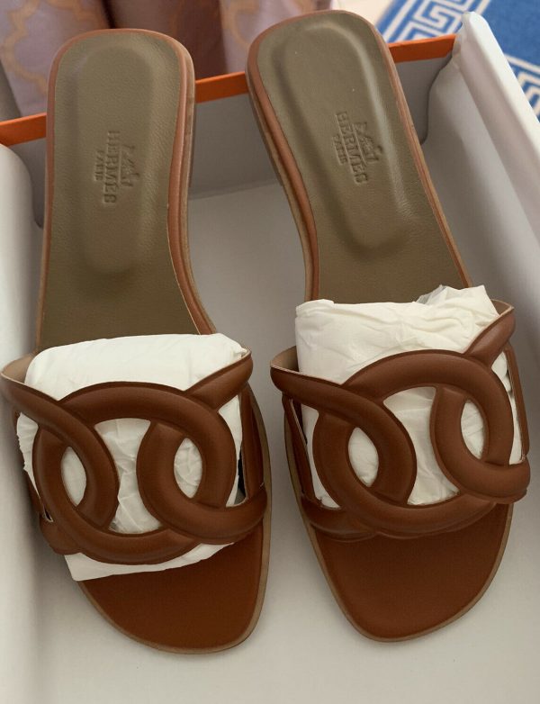 AUTHENTIC Hermès Aloha Rubber Sandal Box Dust Bag ,Brown Size 40 - Image 2