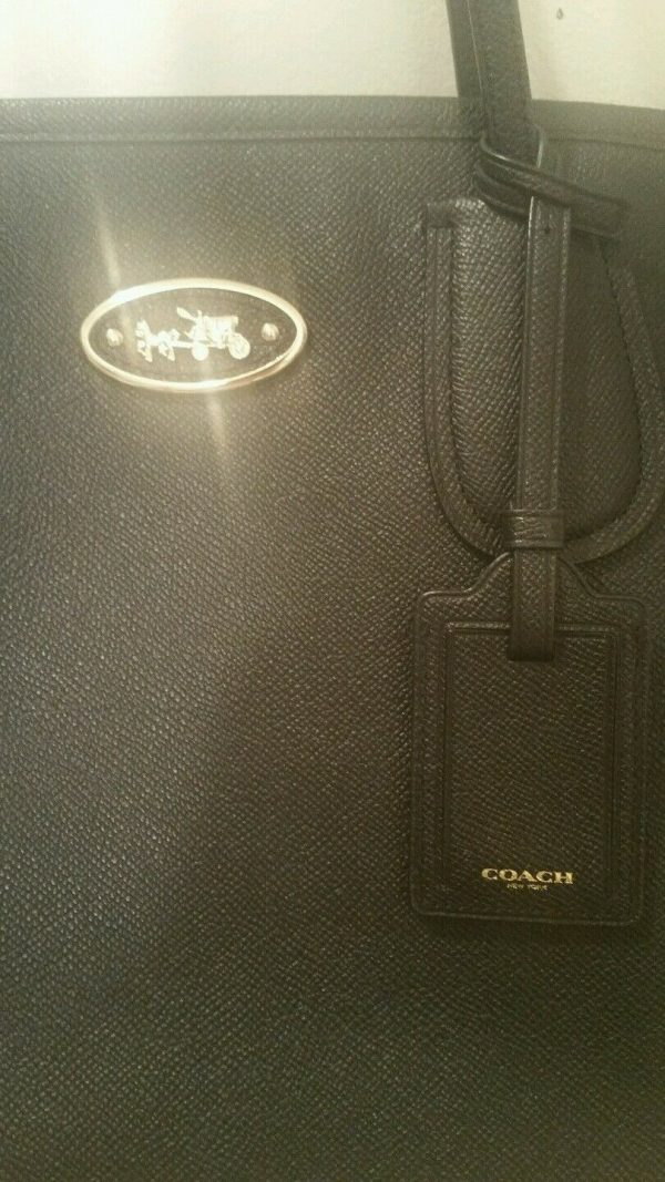 COACH Embossed Leather Taxi Zip Tote Handbag (33915, Black - Image 2