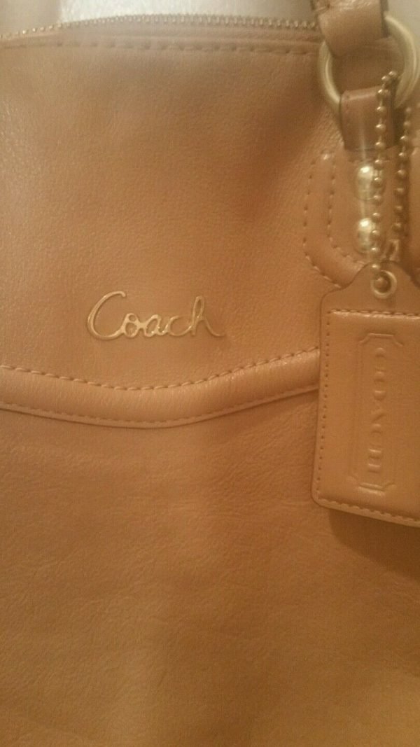 COACH Ashley Leather North South Satchel - Camel - Image 3