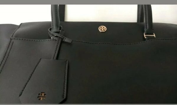 $298 - Tory Burch Parker Large Tote leather Black (Cardamom inside) Authentic - Image 4