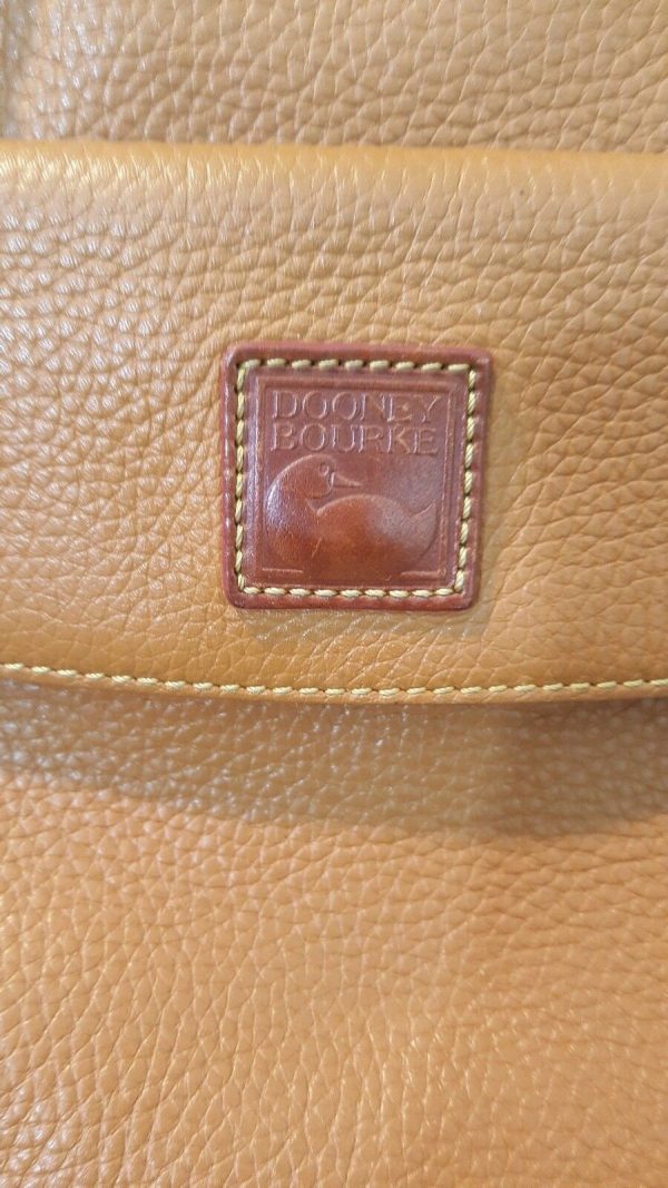 Dooney & Bourke Caramel Tan Pebble Leather Medium Pocket Satchel Tassel Carmel - Image 3