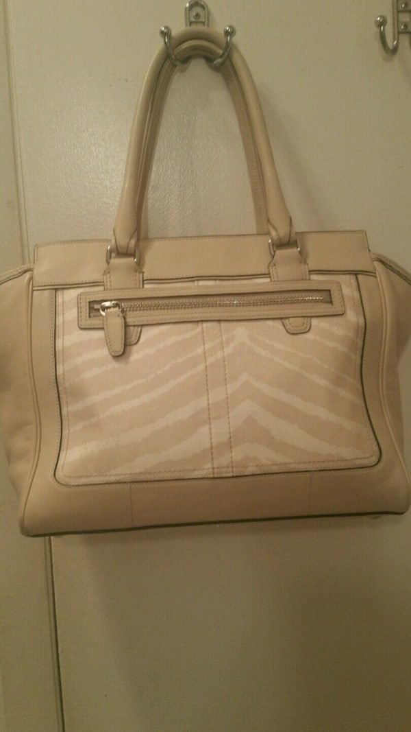 Coach Legacy Zebra Print Candace Carryall - Light Sand handbag purse tote $398 - Image 6