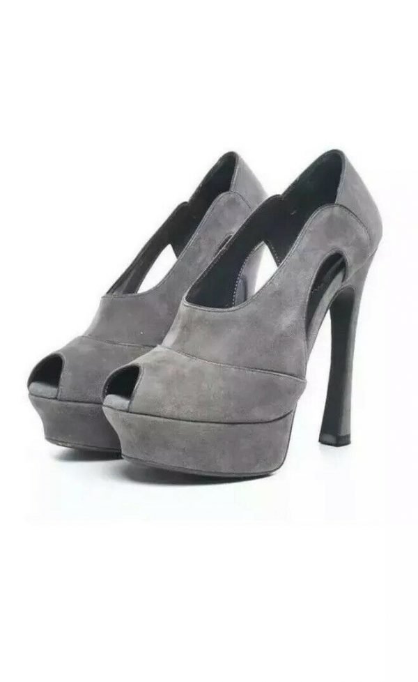 YSL Yves Saint Laurent 105 FS Open Cutout Toe Pump - GREY GRAY Shoes 40 $895
