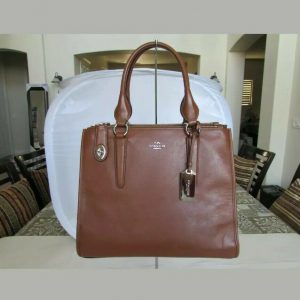 Coach 33545 Smooth Leather Crosby Carryall SV Saddle Brown Satchel Bag 07024935