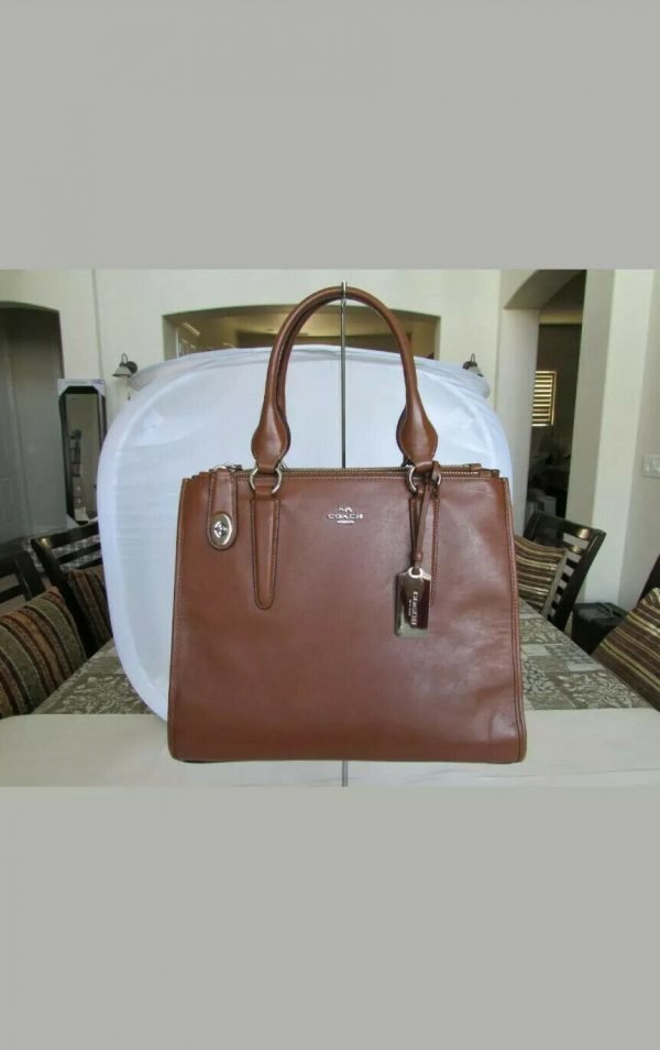 Coach 33545 Smooth Leather Crosby Carryall SV Saddle Brown Satchel Bag 07024935