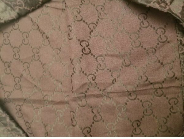 Auth GUCCI GG 257244 Dark Brown Gray Jacquard & Leather Tote Bag XL - Image 3