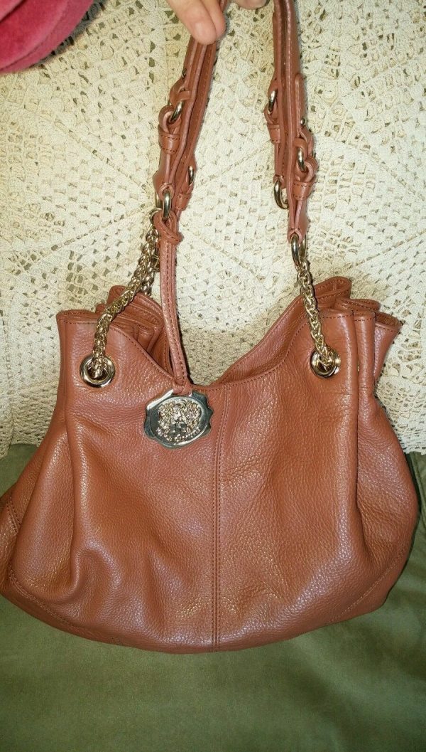 Vince Camuto Jack Hobo Handbag X-Large caramel Leather Draw String Gold $298