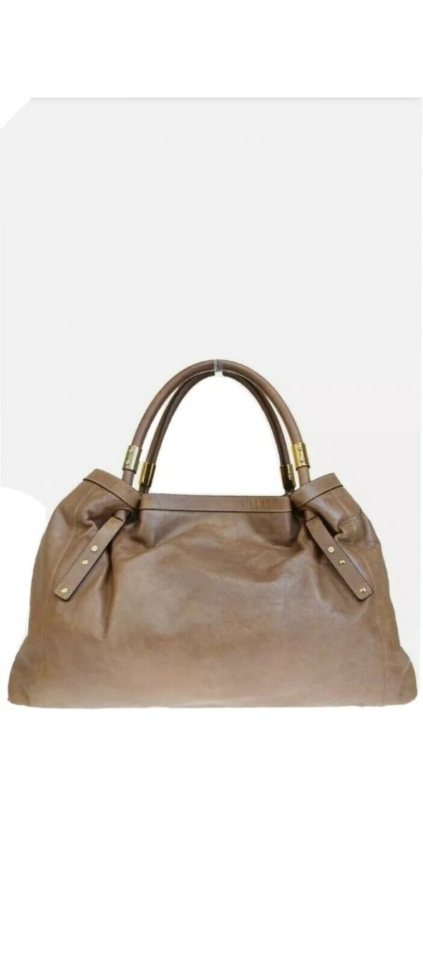 Authentic CHLOE Victoria Logos Shoulder Bag Leather Brown Gold Romania 63EM485 - Image 6
