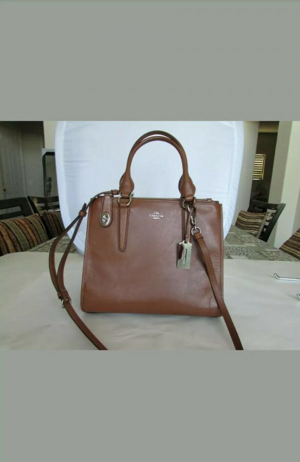 Coach 33545 Smooth Leather Crosby Carryall SV Saddle Brown Satchel Bag 07024935 - Image 6