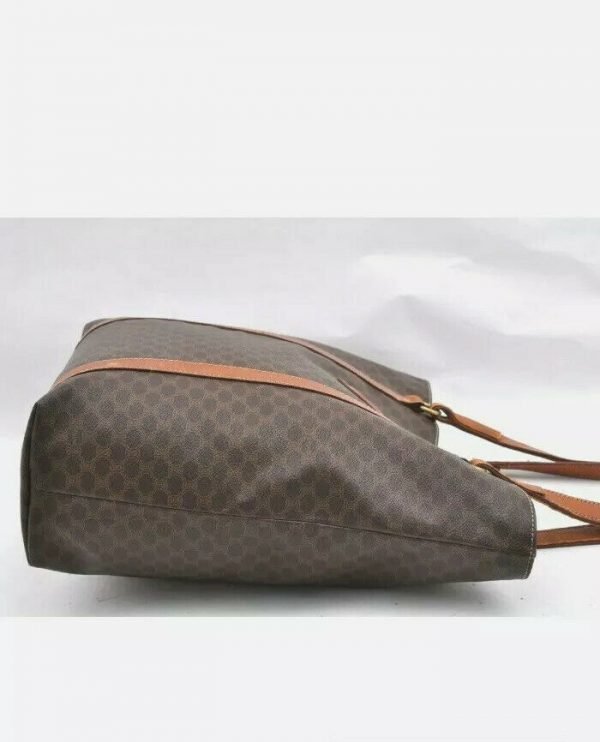 Authentic CELINE Macadam Pattern Shoulder Tote Bag PVC Leather Brown A3604 - Image 4