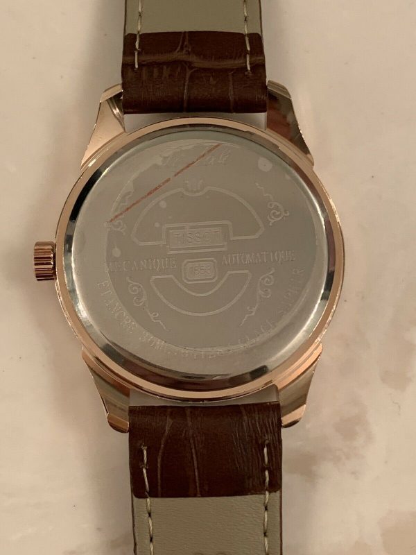 Tissot Tradition Powermat Rose Gold Brown Leather Strap Men's Watch 30ML164128 - Image 3