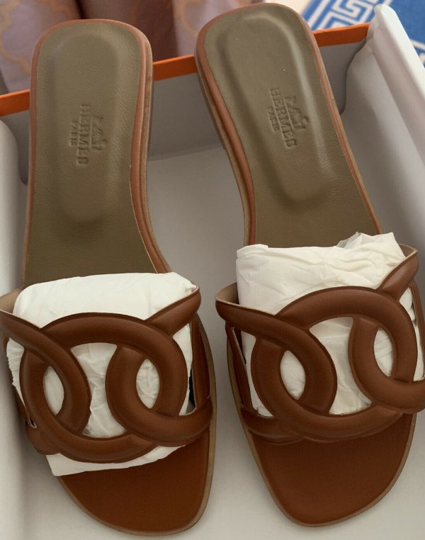 AUTHENTIC Hermès Aloha Rubber Sandal Box Dust Bag ,Brown Size 40 - Image 3
