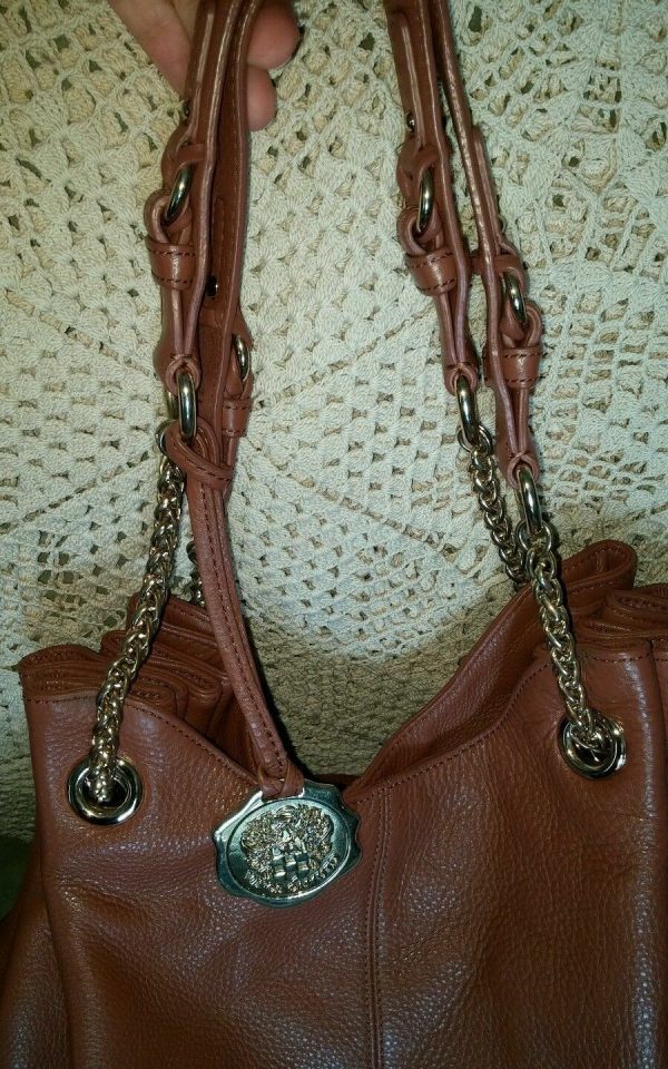 Vince Camuto Jack Hobo Handbag X-Large caramel Leather Draw String Gold $298 - Image 5