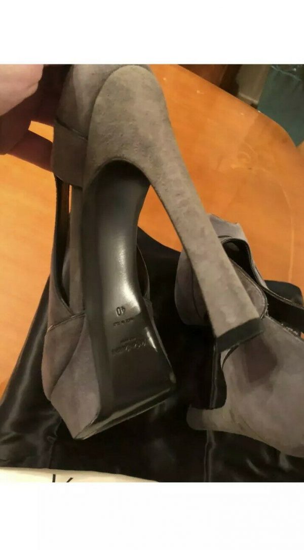 YSL Yves Saint Laurent 105 FS Open Cutout Toe Pump - GREY GRAY Shoes 40 $895 - Image 3