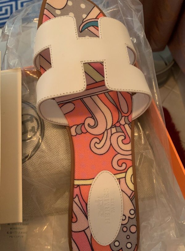Hermes Sandals Oran/ multicolored Notation Size 40. Very Nice - Image 2