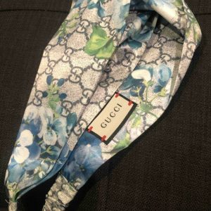Authentic Gucci HEADBAND Hairband GG Logo Silk 100% Stretch Brand New With Tags