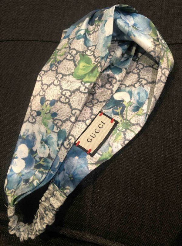 Authentic Gucci HEADBAND Hairband GG Logo Silk 100% Stretch Brand New With Tags