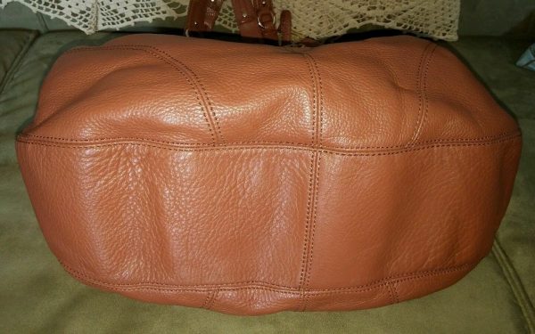 Vince Camuto Jack Hobo Handbag X-Large caramel Leather Draw String Gold $298 - Image 6