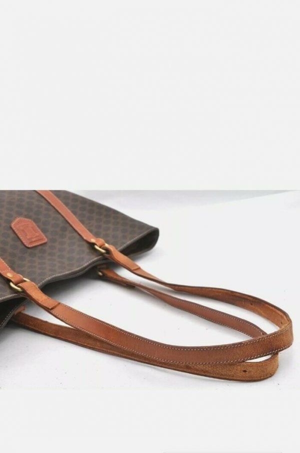 Authentic CELINE Macadam Pattern Shoulder Tote Bag PVC Leather Brown A3604 - Image 5