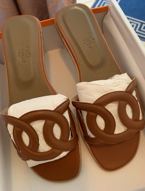 AUTHENTIC Hermès Aloha Rubber Sandal Box Dust Bag ,Brown Size 40