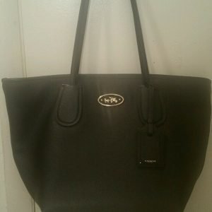 COACH Embossed Leather Taxi Zip Tote Handbag (33915, Black