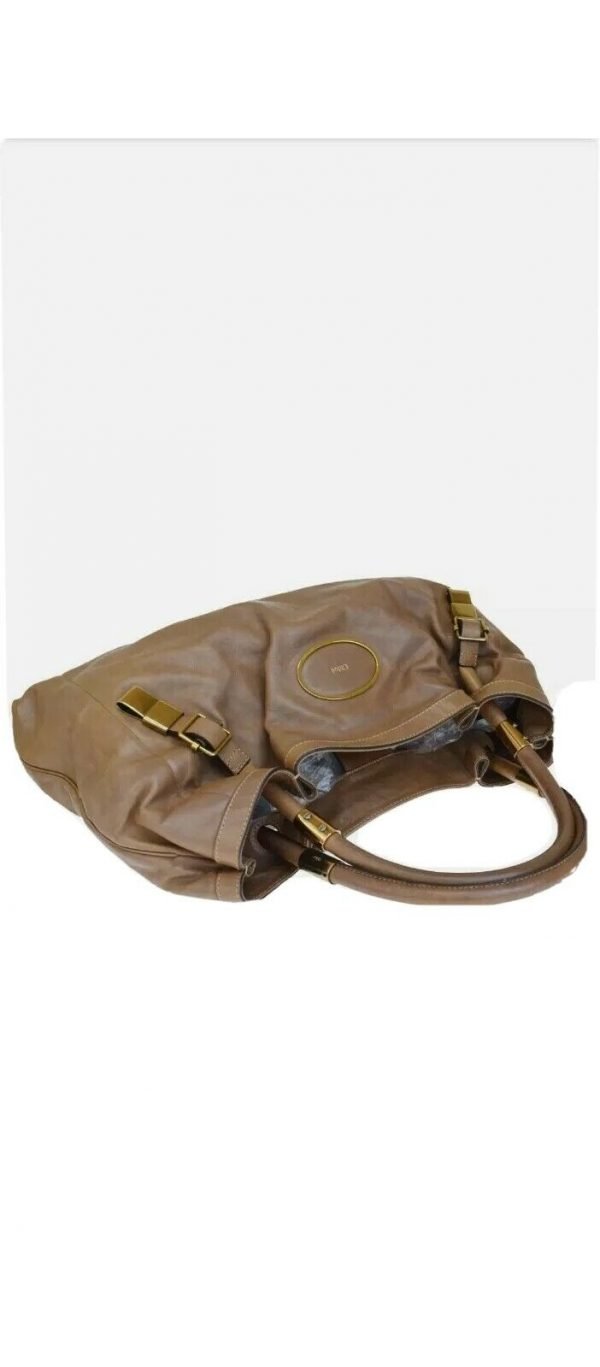 Authentic CHLOE Victoria Logos Shoulder Bag Leather Brown Gold Romania 63EM485 - Image 9