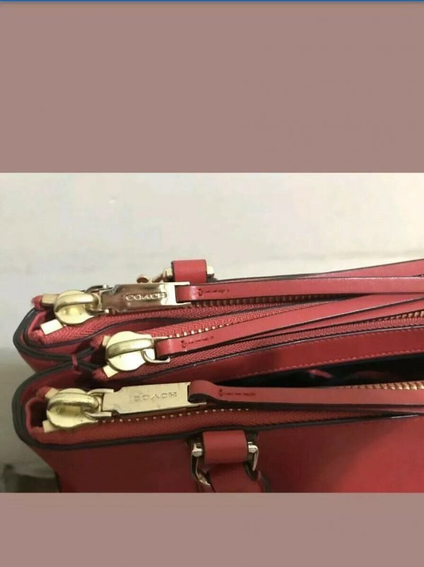 Coach -The Borough Bag In Retro Glove Tan Leather GDCLASSIC VERMILLION $598 - Image 8