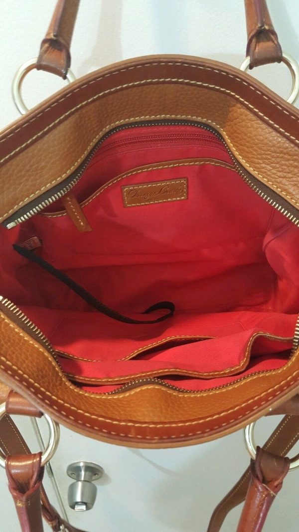Dooney & Bourke Caramel Tan Pebble Leather Medium Pocket Satchel Tassel Carmel - Image 6