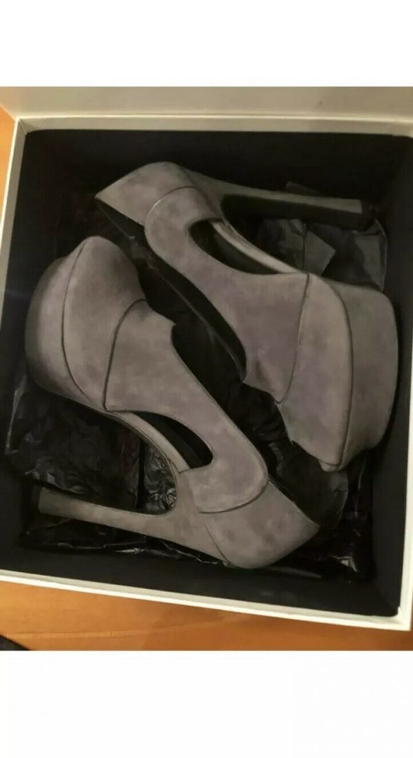 YSL Yves Saint Laurent 105 FS Open Cutout Toe Pump - GREY GRAY Shoes 40 $895 - Image 4