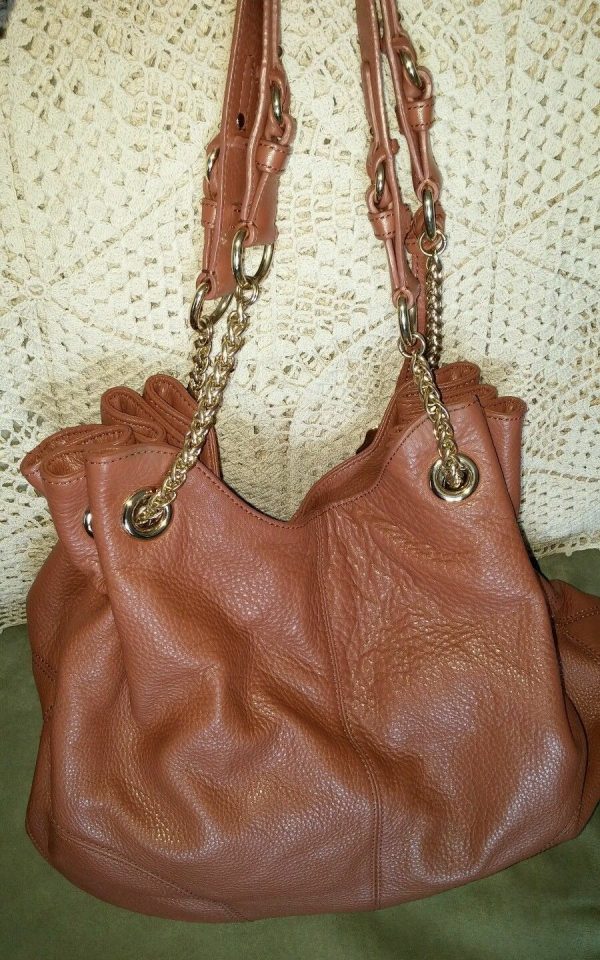 Vince Camuto Jack Hobo Handbag X-Large caramel Leather Draw String Gold $298 - Image 3