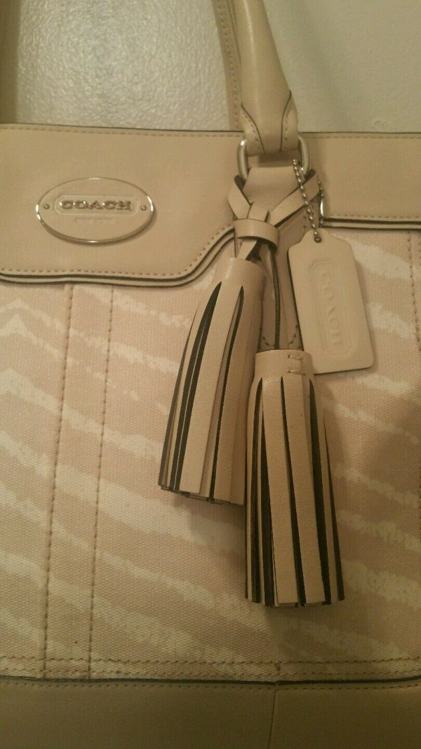 Coach Legacy Zebra Print Candace Carryall - Light Sand handbag purse tote $398 - Image 5