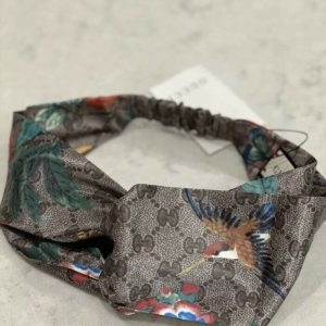 Authentic Gucci HEADBAND Hairband GG Logo Silk 100% Stretch Brand New With Tags